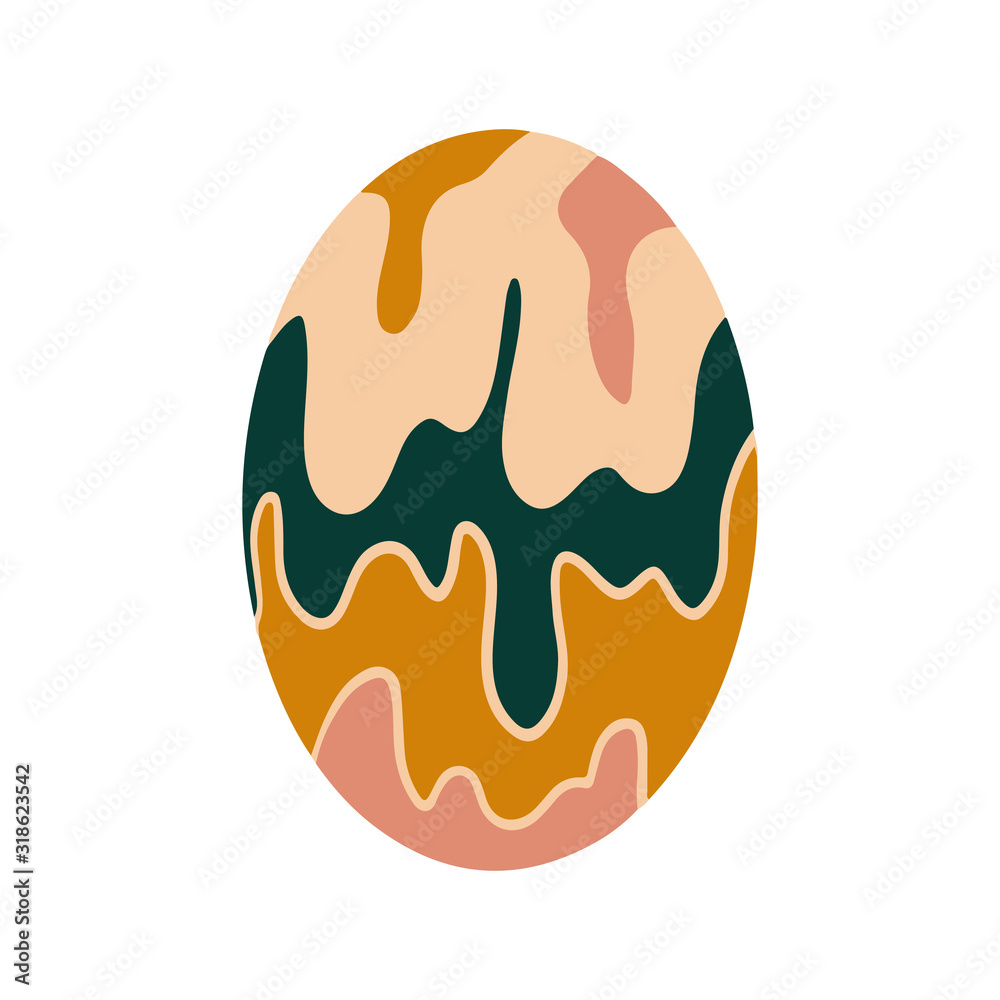 Easter egg with a pattern on isolated white background. Delicate, cute color palette. Happy easter. Greeting card design element and more. Digital hand drawing illustration. Stock vector illustration Easter egg with a pattern on isolated white background. Delicate, cute color palette. Happy easter. Greeting card design element and more. Digital hand drawing illustration. Stock vector illustration
