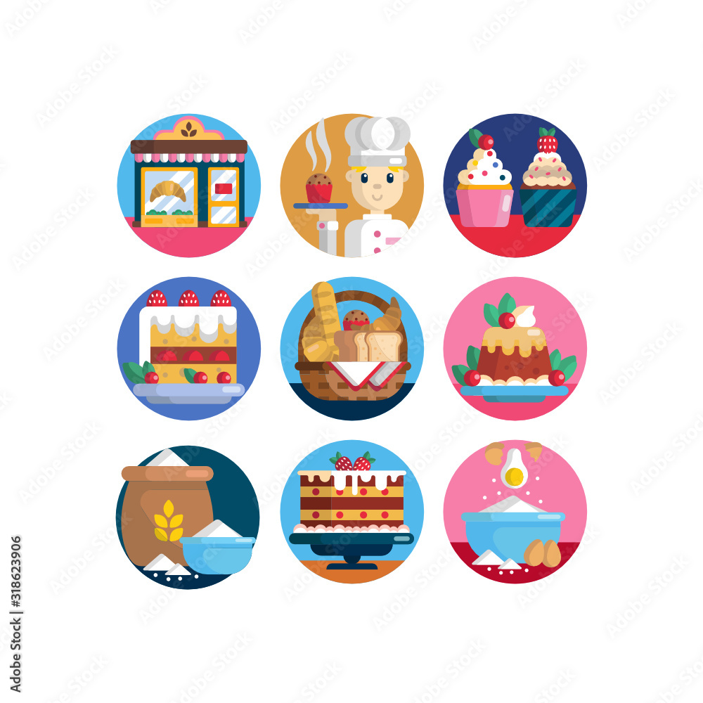 baking vector illustrations icons cake cupcake