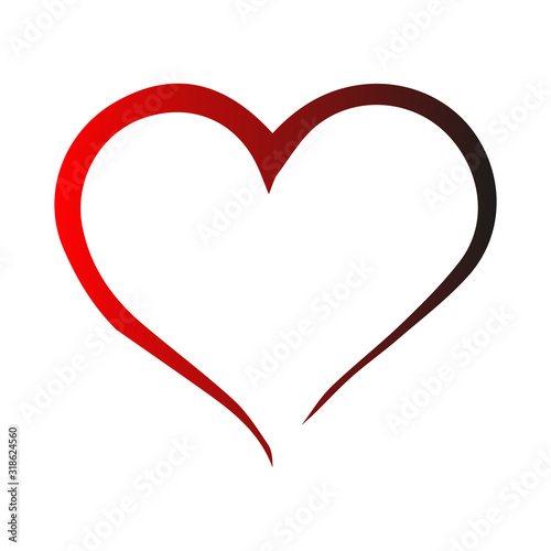 Vector Heart shape frame with brush painting isolated on white background