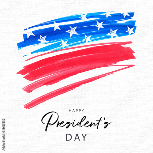 Happy Presidents Day holiday banner. Stylized image of the American flag, drawn by markers. USA Presidents Day background for sale, discount, advertisement, web. Place for your text.
