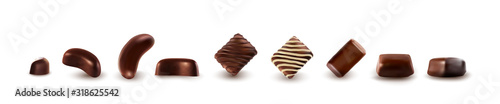 3d Vector Chocolates Collection Isolated on White Background