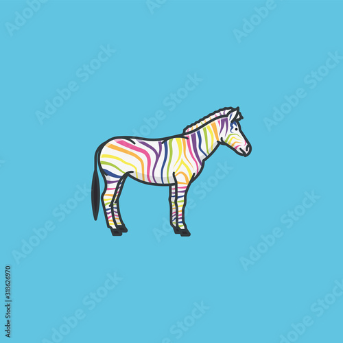 Rainbow colored zebra vector illustration for Rare Disease Day on February 29th