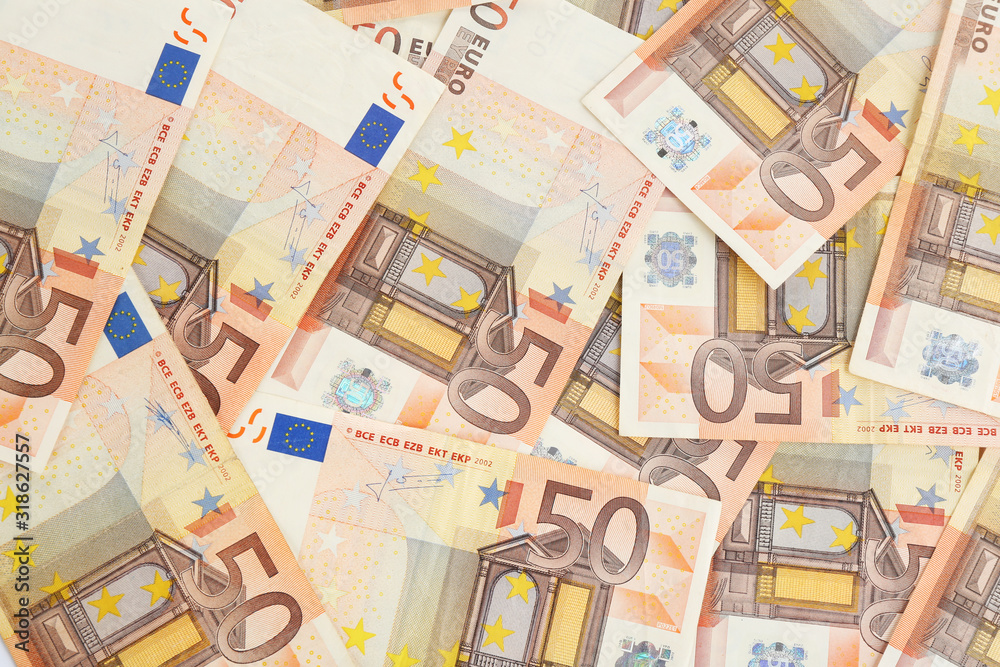 Euro banknotes as background, top view. Money and finance Euro banknotes as background, top view. Money and finance
