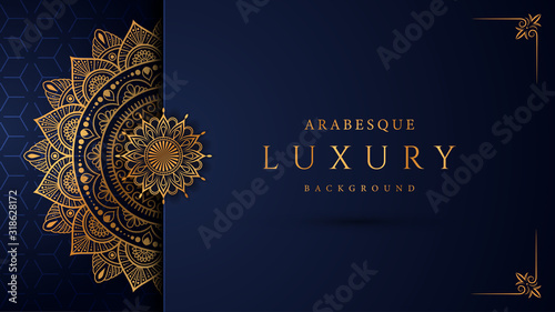 Luxury mandala background with golden arabesque pattern arabic islamic east style.decorative mandala for print, poster, cover, brochure, flyer, banner. photo