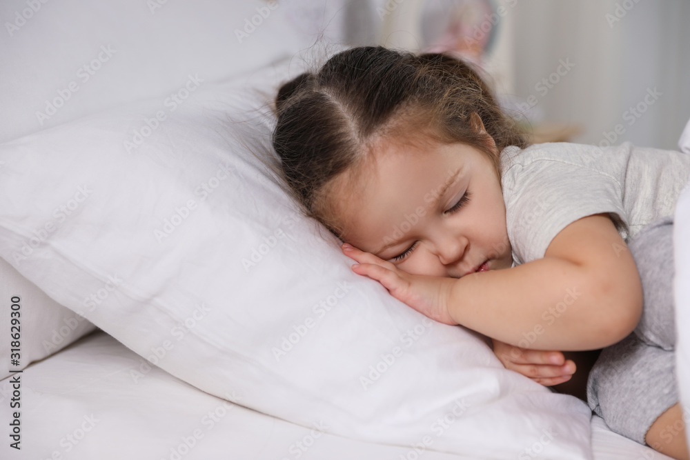 Cute little girl sleeping at home. Bedtime schedule Cute little girl sleeping at home. Bedtime schedule