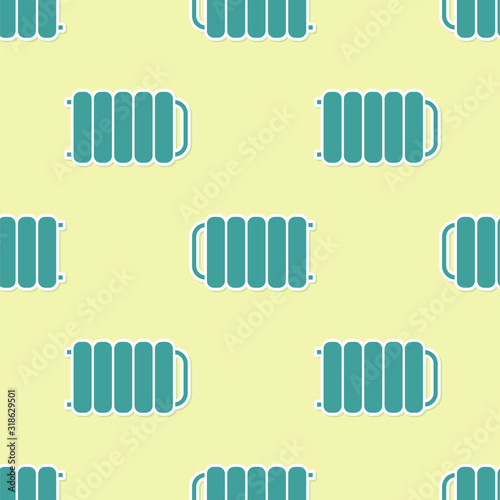 Green Heating radiator icon isolated seamless pattern on yellow background. Vector Illustration