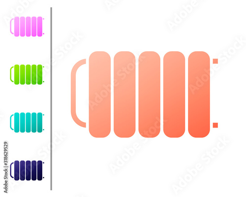 Coral Heating radiator icon isolated on white background. Set color icons. Vector Illustration