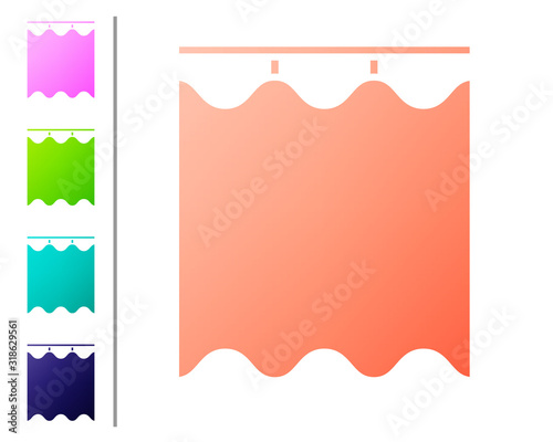 Coral Curtains icon isolated on white background. Set color icons. Vector Illustration