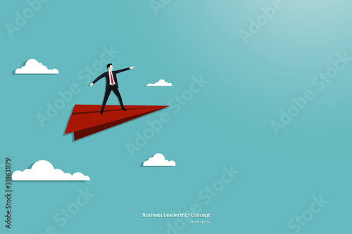 Business leadership concept and paper airplane