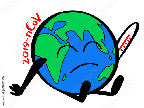 MERS-Cov, Novel coronavirus (2019-nCoV), virus has infected the planet. The globe is ill and has a high temperature. Epidemic. vector illustration