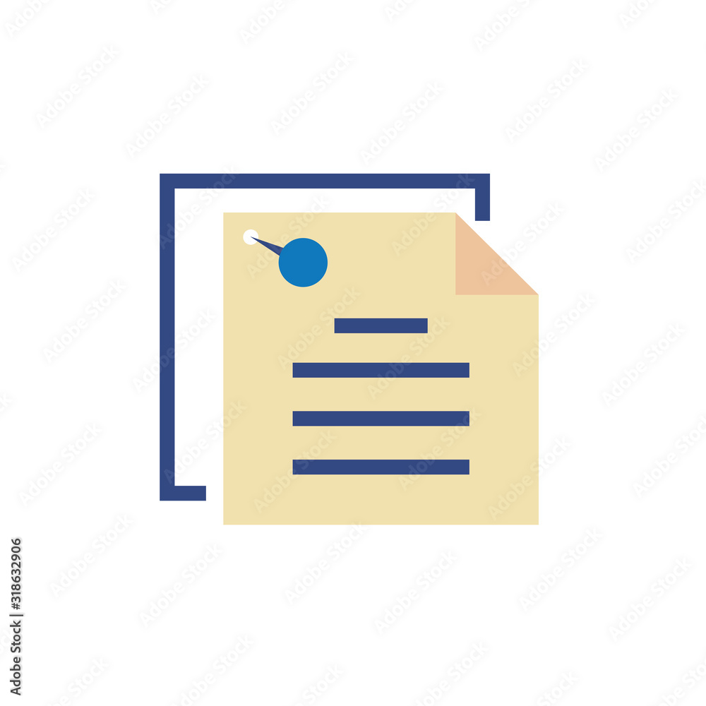 Isolated data document and pin vector design Isolated data document and pin vector design