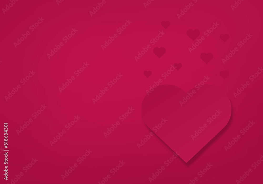 Valentines day illustration. Red and pink background. Poster and banner text space 