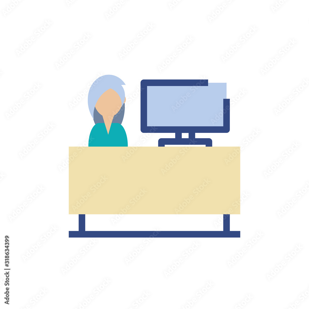 Isolated woman receptionist vector design Isolated woman receptionist vector design