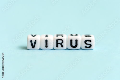 Virus word on blue background. Medical concept