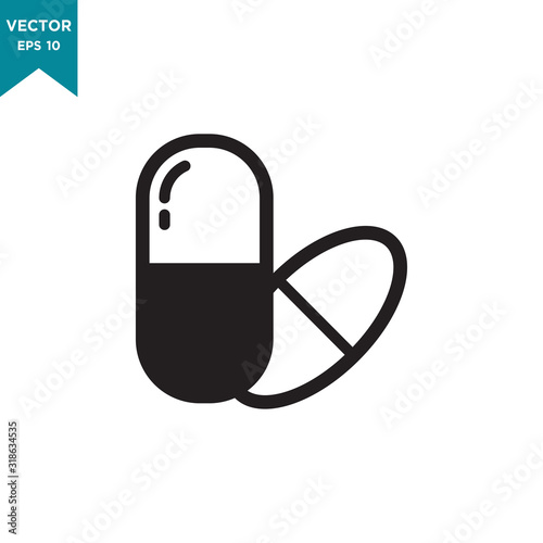capsule vector icon in trendy flat style. medicine icon