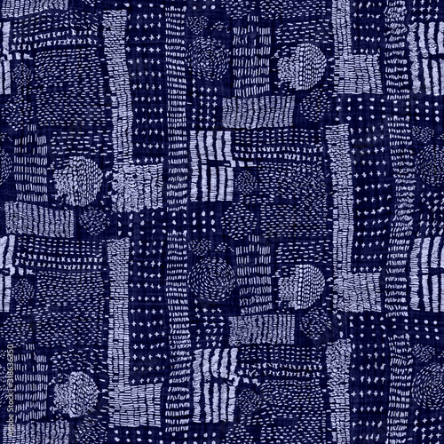 Fotografie Indigo blue sashiko dyed effect texture background