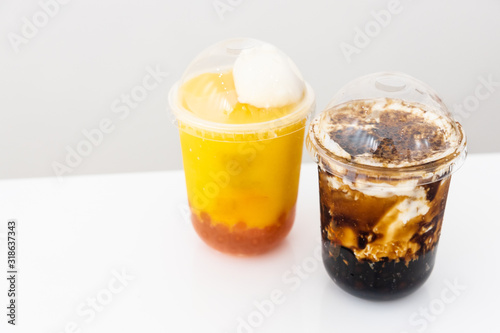 Variety of Boba or Bubble tea with tapioca pearls