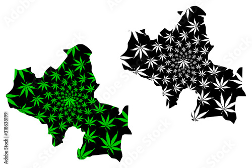 North Central Province (Democratic Socialist Republic of Sri Lanka, Ceylon) map is designed cannabis leaf green and black, North Central map made of marijuana (marihuana,THC) foliage.... photo