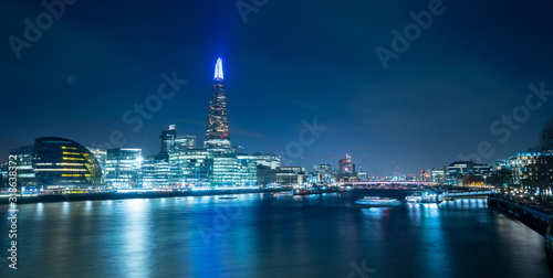 Canvas Print London night scape with the Shard
