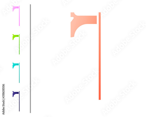 Coral Medieval axe icon isolated on white background. Battle axe, executioner axe. Medieval weapon. Set color icons. Vector Illustration