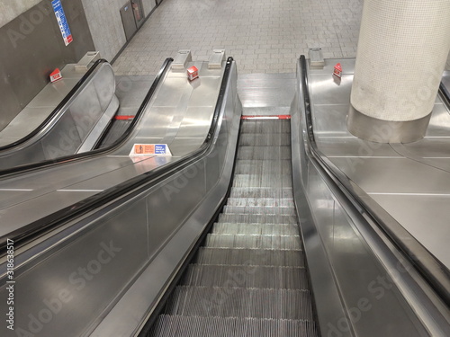 Sticker escalator in london underground