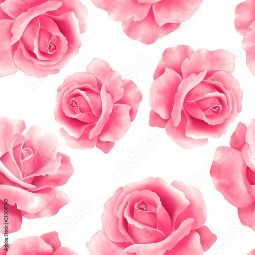 Seamless pattern with spring flowers. Delicate floral background with roses