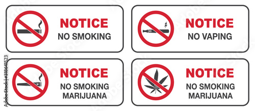 No smoking sign vector for cigarette and electronic cigarette vaporizer and marijuana