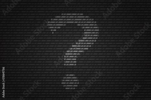 Silhouette of question mark over binary code surface