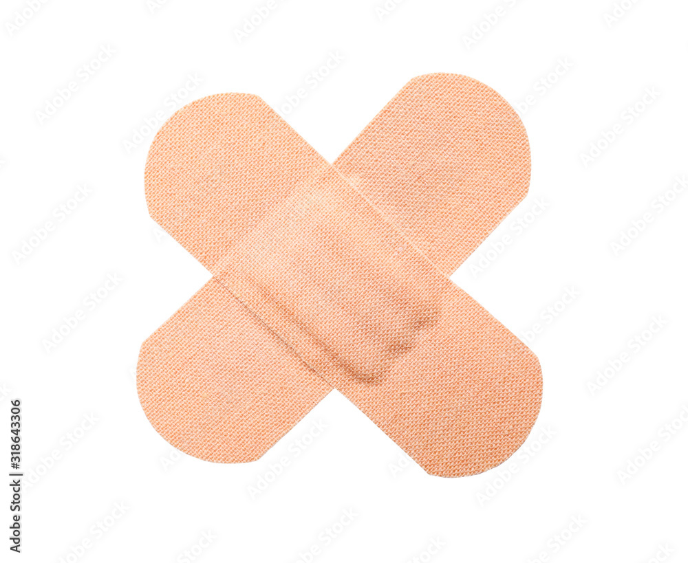 Medical sticking plasters isolated on white. First aid item Medical sticking plasters isolated on white. First aid item