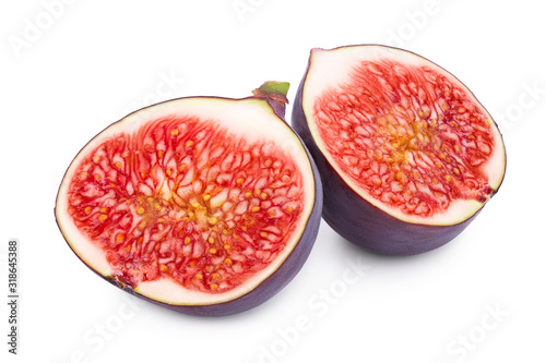 Fresh fig half fruit isolated on white background