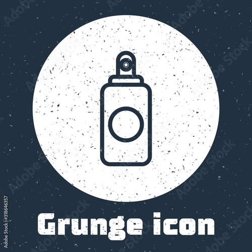 Grunge line Spray can for air freshener, hairspray, deodorant, antiperspirant icon isolated on grey background. Monochrome vintage drawing. Vector Illustration