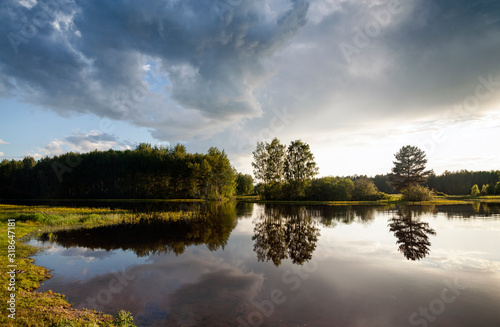 landscape with river and blue sky