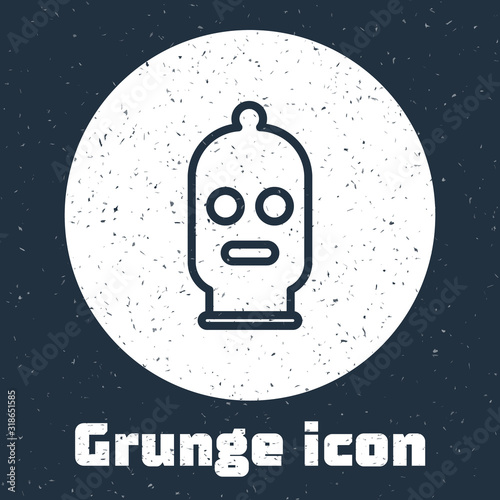 Grunge line Balaclava icon isolated on grey background. A piece of clothing for winter sports or a mask for a criminal or a thief. Monochrome vintage drawing. Vector Illustration