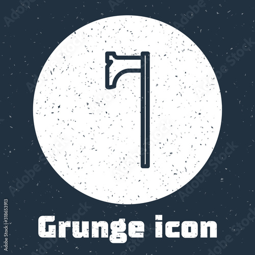 Grunge line Medieval axe icon isolated on grey background. Battle axe, executioner axe. Medieval weapon. Monochrome vintage drawing. Vector Illustration