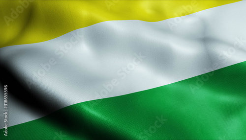 3D Waving Colombia City Flag of Ramiriqui Closeup View