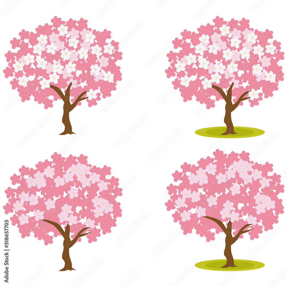 イラスト素材 桜の木 さくら サクラ 花びら 木 ベクター Stock Vector Adobe Stock