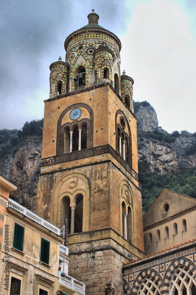 Bell tower of the Cathedral of Amalfi, Italy