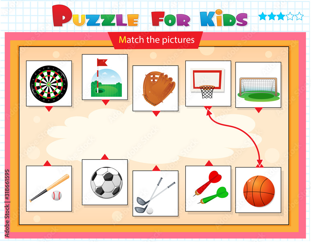 Play matching game for adults - Sports objects - Online & Free