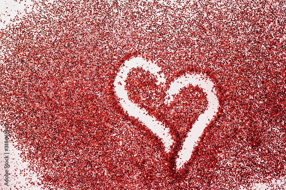 love concept background with heart on red glittery surface, valentines day and love celebration love concept background with heart on red glittery surface, valentines day and love celebration