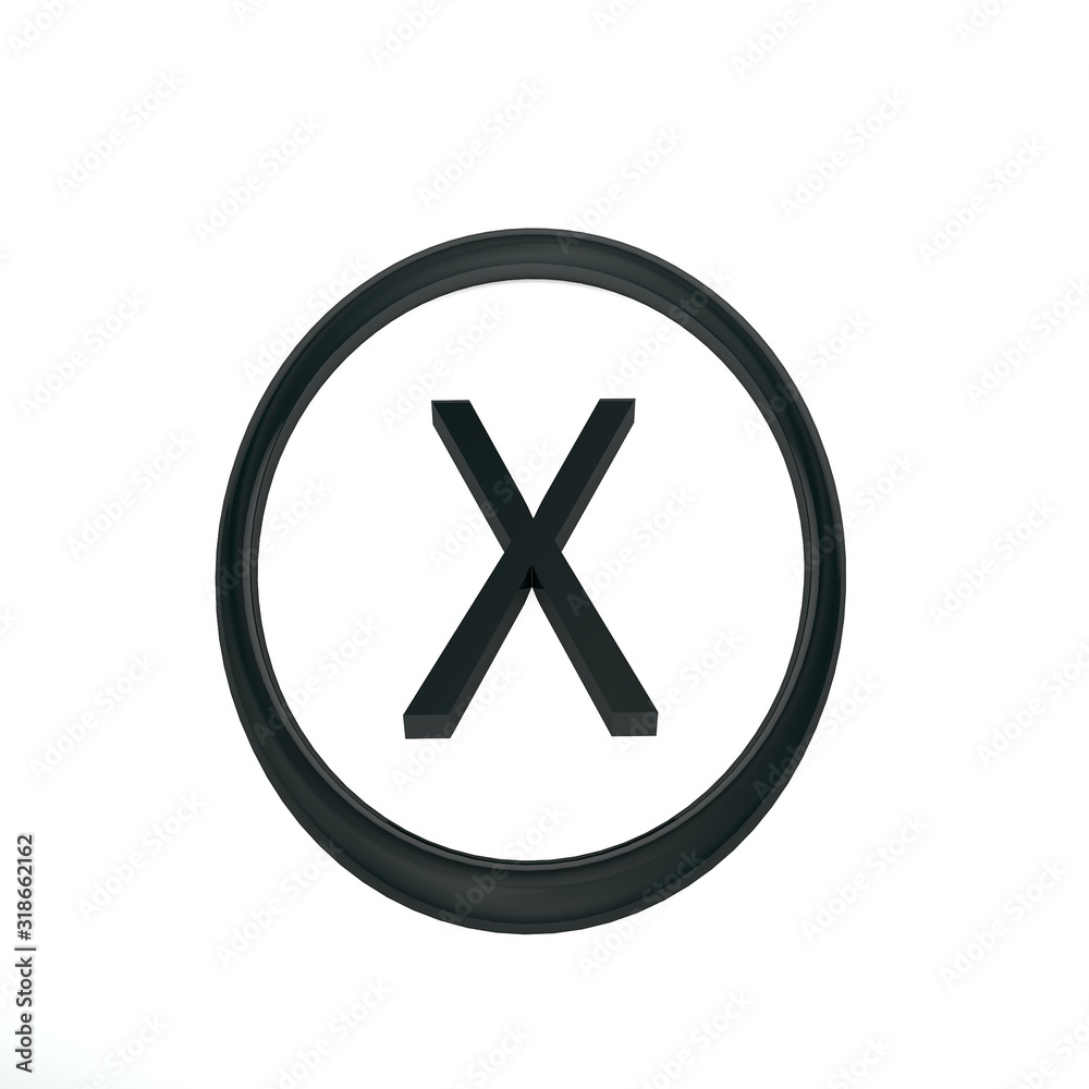 Obraz premium Isolated 3D illustrations. The blaсk symbol in circle on a white background. Abstraction.