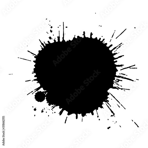 Black stylized blot. Cartoon paint blot. Vector illustration
