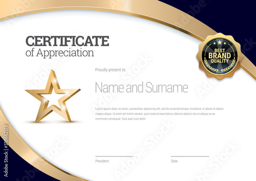 Certificate template. Diploma of modern design or gift certificate. Vector illustration.