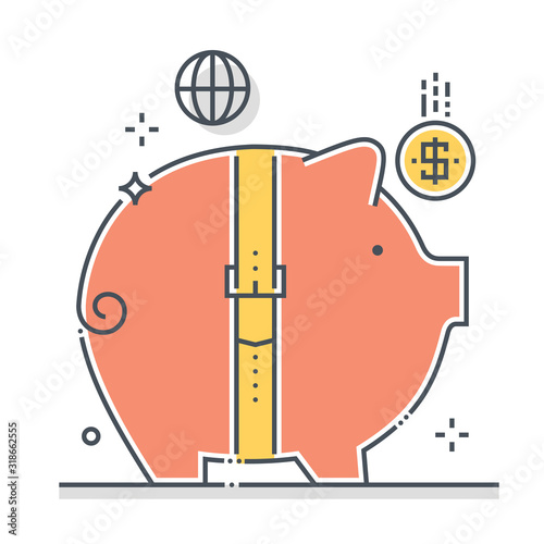 Budget cut related color line vector icon, illustration