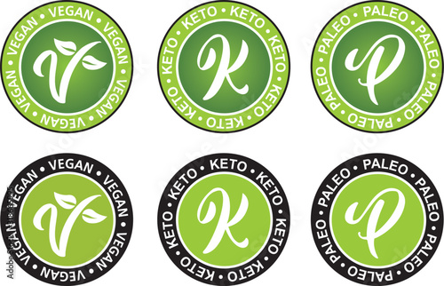 Vegan paleo and keto diet vector illustration symbol