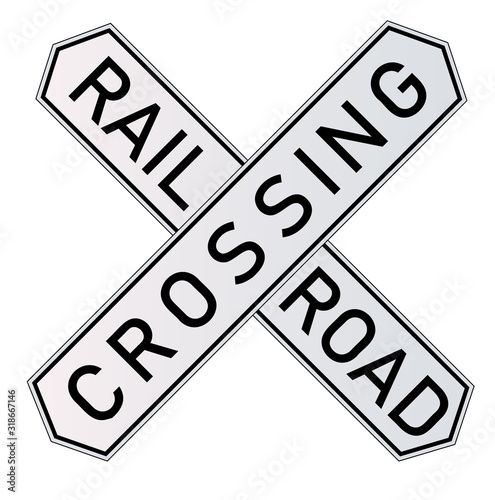 vector detailed railway warning signs isolated on white background.