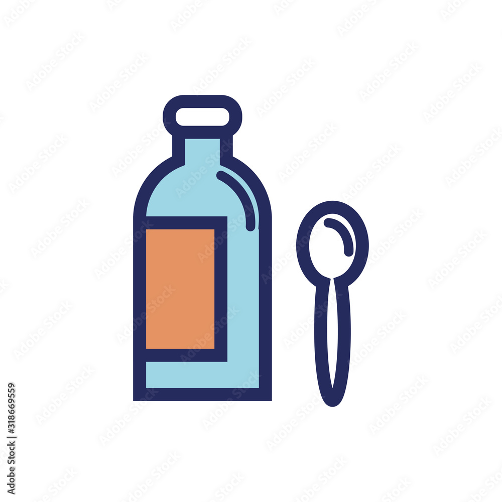 medicine bottle drug and spoon flat style icon medicine bottle drug and spoon flat style icon