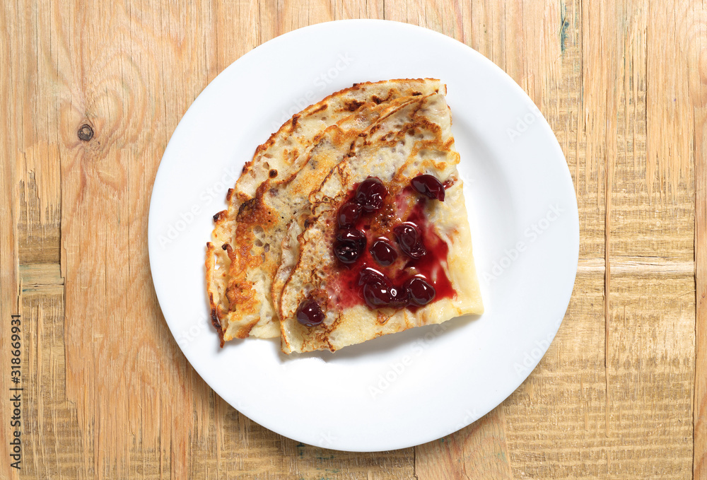 Fried pancake with jam Fried pancake with jam