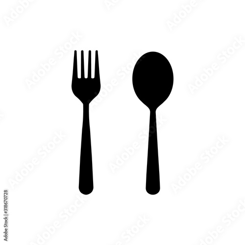 Fork and spoon icon isolated on white background