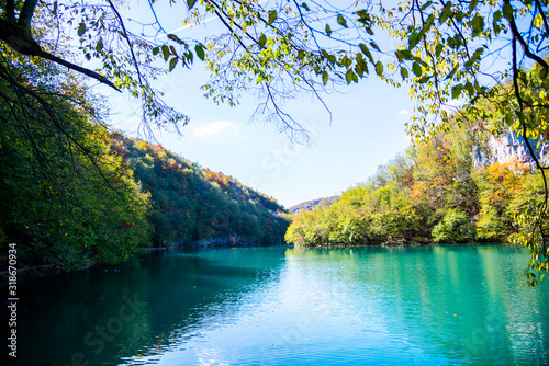 Autumn landscape in Plitvice Jezera Lakes