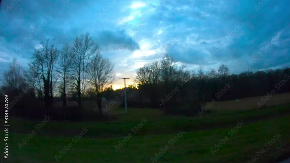 Bus Ride At Sunset On Highway Trough Croatia Countryside Bus Ride At Sunset On Highway Trough Croatia Countryside